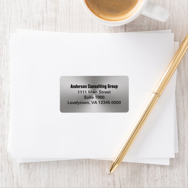 Modern Brushed Metal Look Business Return Address Label (Insitu)