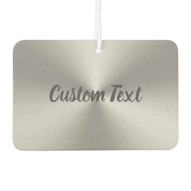 Modern Brushed Metal Look Grey Script Text Car Air Freshener (Front)