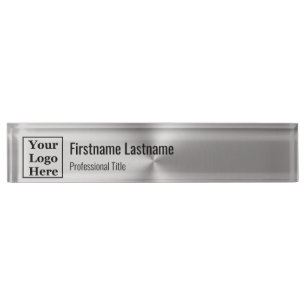 Modern Brushed Metal Look Your Logo Here Nameplate
