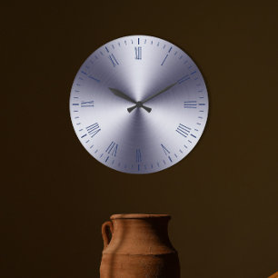 Modern Brushed Metal Roman Numeral Large Clock