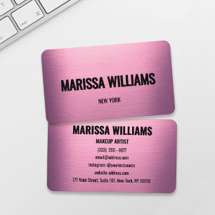 Modern Brushed Pink Metal Business Card