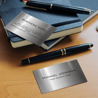 Modern Brushed Silver Metal Professional Business Card