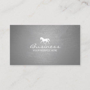 Modern Brushed Silver Texture Equine Business Card