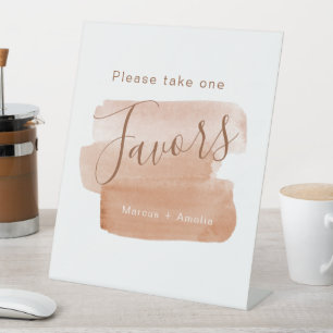 Modern Brushstroke Minimalist Wedding Favours Pedestal Sign