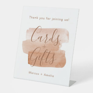 Modern Brushstroke Minimalist Wedding Gifts Pedestal Sign