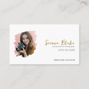 Modern Brushstroke Photo Photographer Business Card