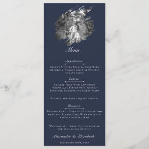 Modern Brushstroke Photo Wedding   Navy Blue Menu