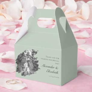 Modern Brushstroke Photo Wedding   Sage Green Favour Box