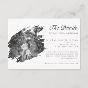 Modern Brushstroke Photo Wedding   White Enclosure Card