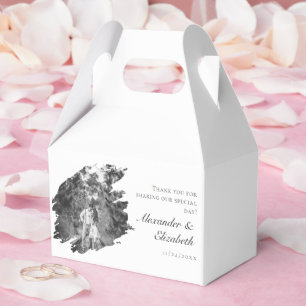 Modern Brushstroke Photo Wedding   White Favour Box
