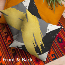 Modern Brushstrokes - Gold, Grey & Black