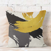 Modern Brushstrokes - Gold, Grey & Black