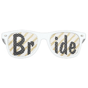 Modern brushstrokes gold stripes wedding Bride Retro Sunglasses