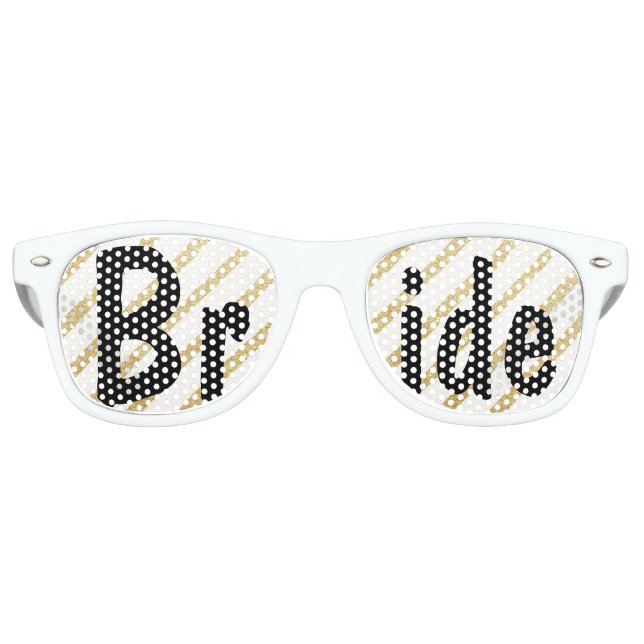 Modern brushstrokes gold stripes wedding Bride Retro Sunglasses (Front)