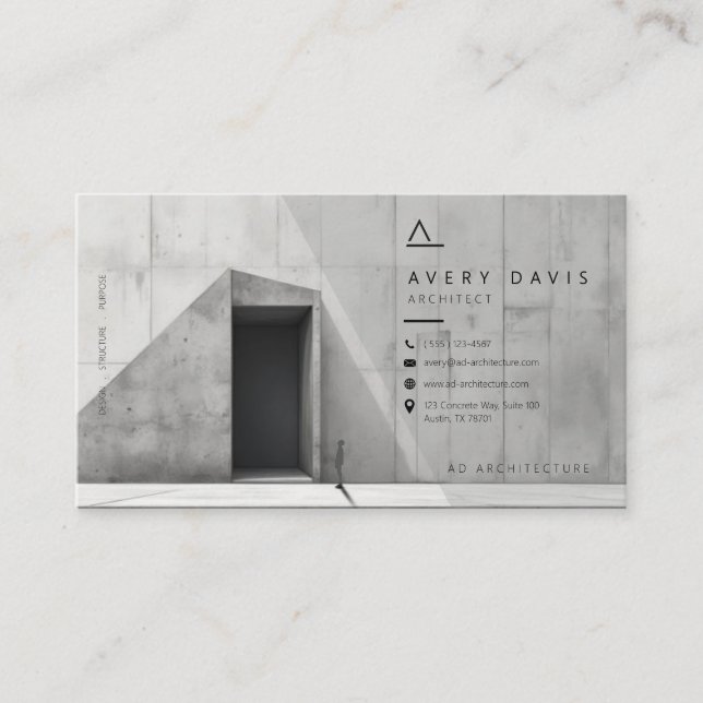 Modern Brutalist Concrete Architect Business Card (Front)