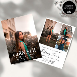Modern BSC RN 4 Photos Nursing Graduation Invitation