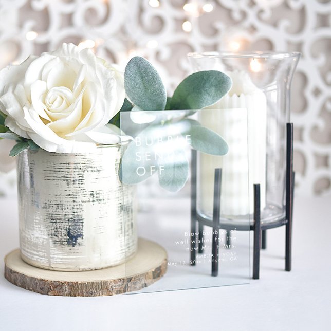 Modern Bubble Send Off Wedding Reception Acrylic Sign (Creator Uploaded)