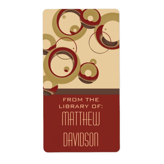 Modern Bubbles Bookplate - Beige (Front)