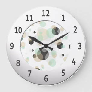 Modern Bubbles with Shiny Metallic Digits Circle Large Clock