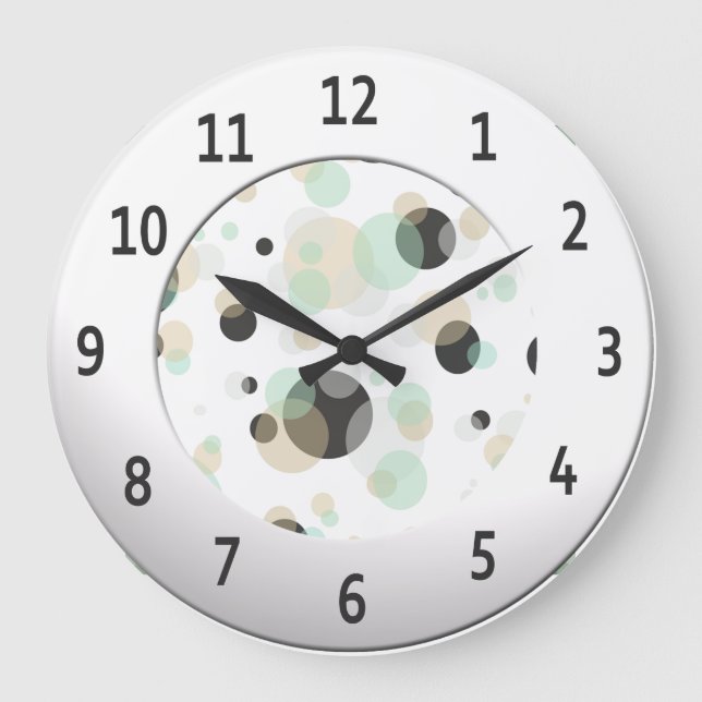 Modern Bubbles with Shiny Metallic Digits Circle Large Clock (Front)
