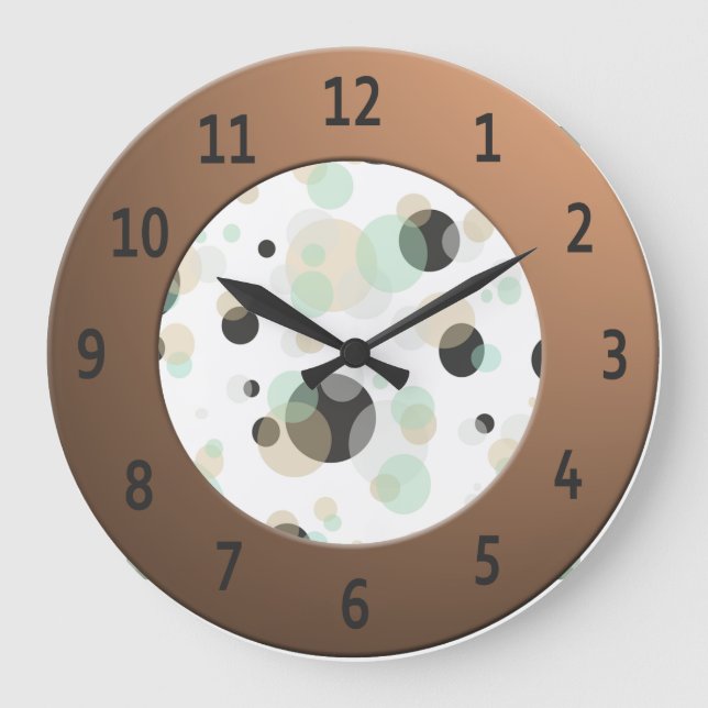 Modern Bubbles with Shiny Metallic Digits Circle Large Clock (Front)