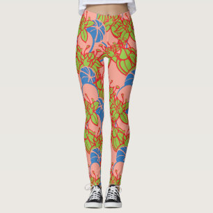 Modern Bud & Flower Bold Pattern Athleisure Leggings