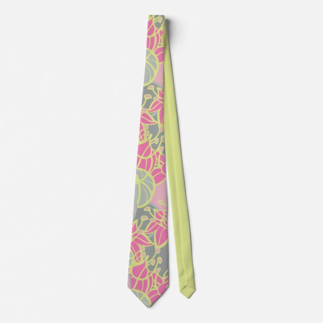 Modern Bud & Flower Bold Pattern Tie (Front)