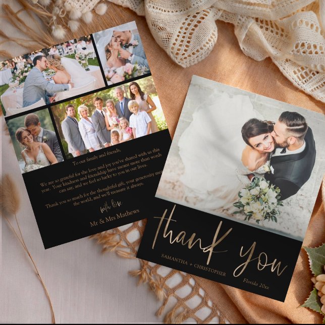 Modern Budget Black & Gold Wedding Thank You (Creator Uploaded)