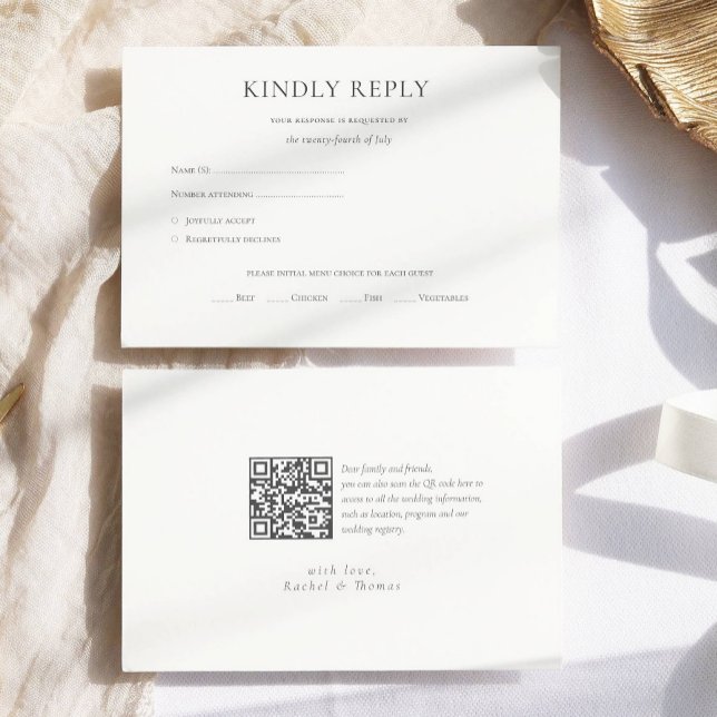 Modern Budget Black White Monogram Formal Wedding RSVP Card (Creator Uploaded)