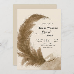 Modern Budget Boho Terracotta Pampas Grass Invitation