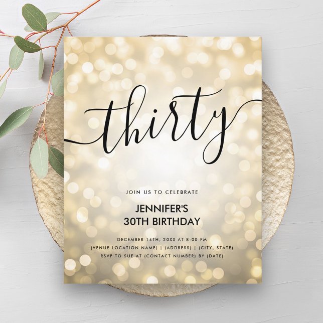 Modern BUDGET Gold Glitter Lights 30th Birthday  (Modern BUDGET Gold Glitter Lights 30th Birthday )