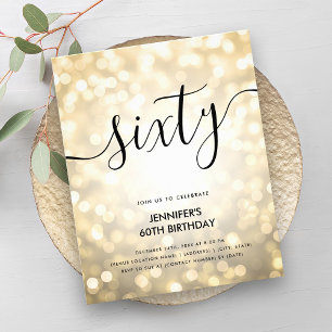 Modern BUDGET Gold Glitter Lights 60th Birthday  Flyer
