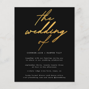 Modern Budget Onyx Gold The Wedding Invite Flyer