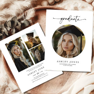 Modern Budget Photo Collage Graduation Invitation
