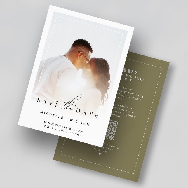 Modern Budget Wedding Monogram Taupe Photo Frame  Save The Date (Modern Minimalist Dark Taupe Wedding Photo Frame Save The Date
)