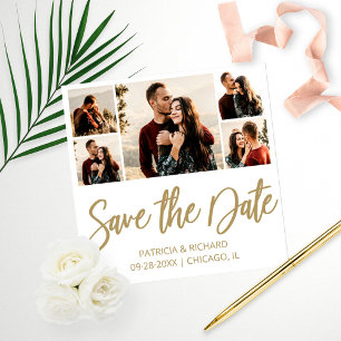 Modern Budget Wedding Save The Date Photo Collage Print