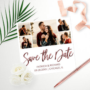 Modern Budget Wedding Save The Date Photo Collage Print