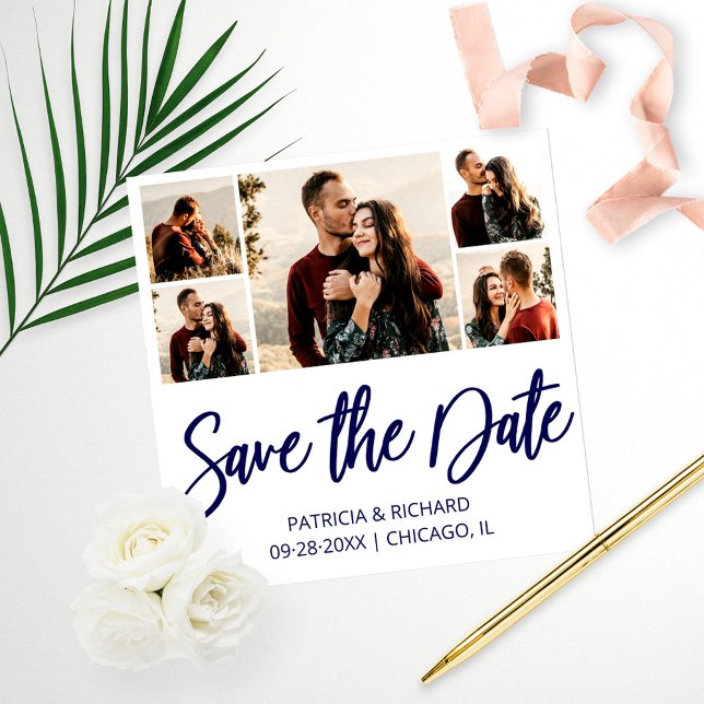 Modern Budget Wedding Save The Date Photo Collage Print (Creator Uploaded)