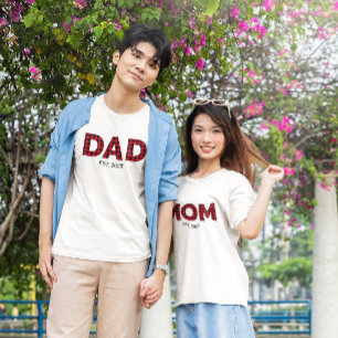Modern Buffalo Plaid Dad Established Date Tri-Blend Shirt