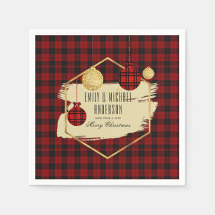 Modern Buffalo Plaid Gold ANY EVENT Xmas Party Napkin