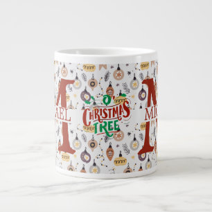 Modern Buffalo Plaid Monogram Christmas holiday Large Coffee Mug