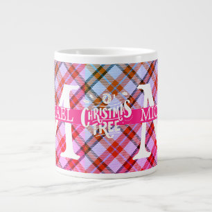 Modern Buffalo Plaid Monogram Christmas holiday Large Coffee Mug