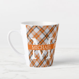Modern Buffalo Plaid Monogram Christmas holiday  Latte Mug