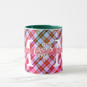 Modern Buffalo Plaid Monogram Christmas holiday Mug