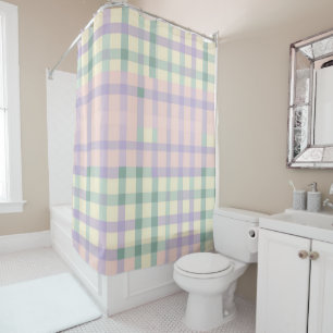 Modern Buffalo Plaid Pastel Cottagecore Spring  Shower Curtain