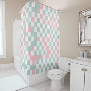 Modern Buffalo Plaid Pastel Cottagecore Spring  Shower Curtain