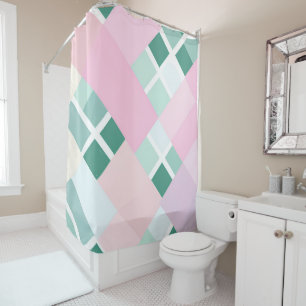Modern Buffalo Plaid Pastel Cottagecore Spring  Shower Curtain