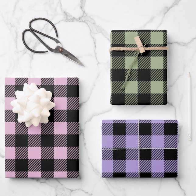 Modern Buffalo Plaid Pattern Wrapping Paper Sheet (Front)