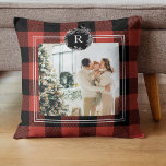 Modern Buffalo Red Plaid | Family Photo | Initial Cushion<br><div class="desc">Modern Buffalo Red Plaid | Family Photo | Initial Pillows make for thoughtful and practical gifts, offering comfort and relaxation to the recipient. Here's a description of pillows as a gift: Give the gift of ultimate comfort and relaxation with these luxurious pillows. Crafted with the finest materials, these pillows are...</div>
