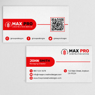 Modern Building & Construction, Contractor White Business Card
